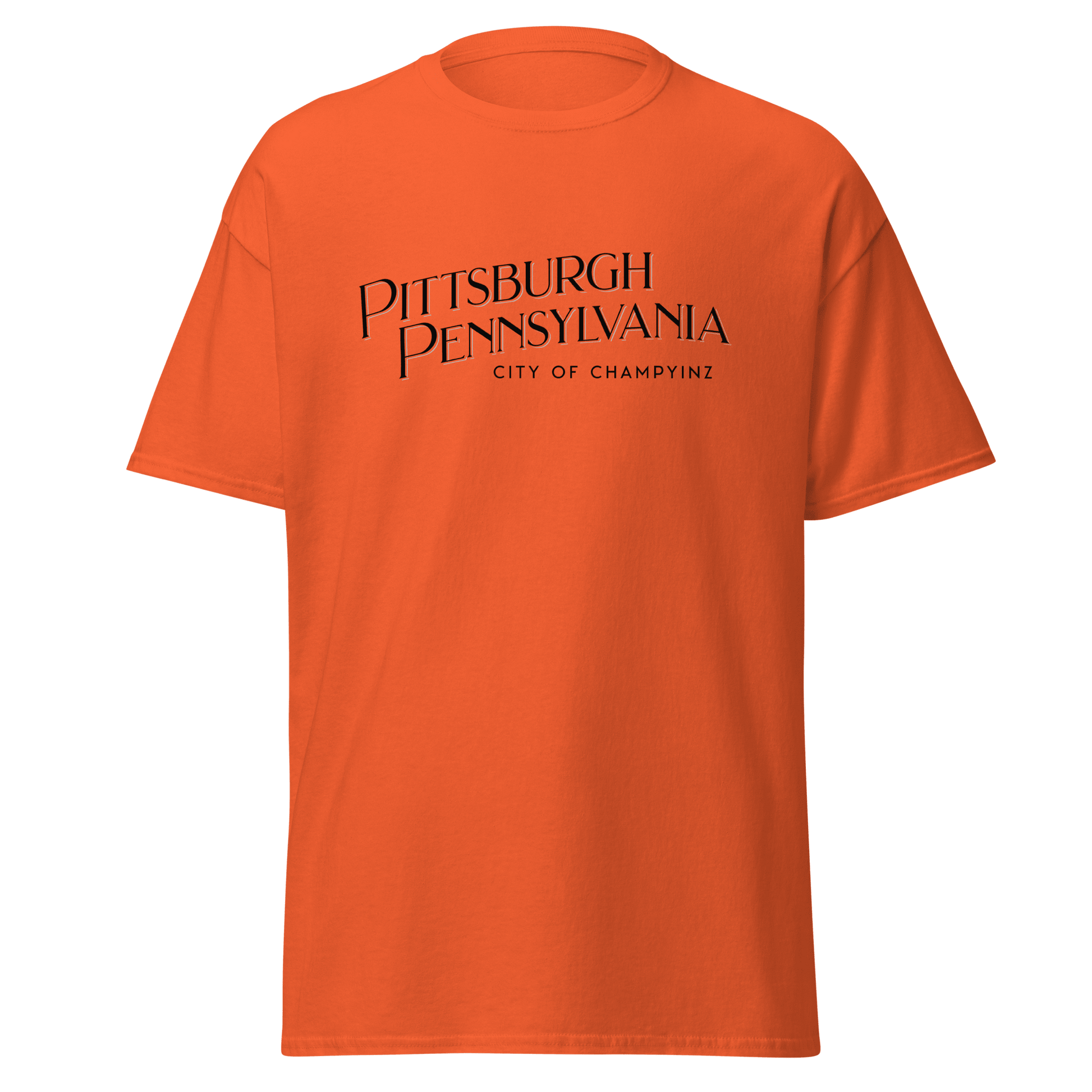 Pittsburgh Pa City of ChampYINZ T-Shirt Yinzergear Orange S 