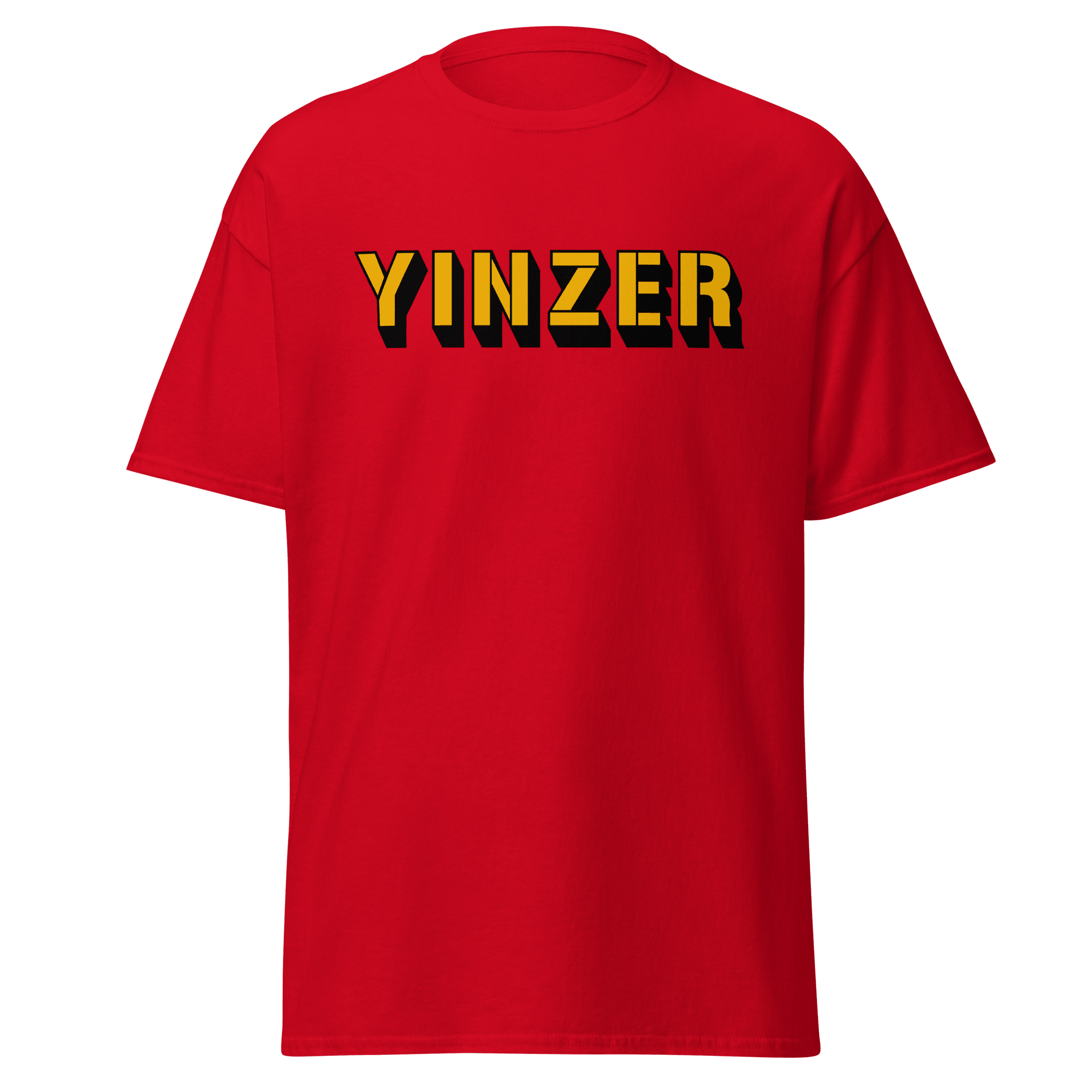 Yinzer T-Shirt Pittsburgh tee on red tee | Yinzergear