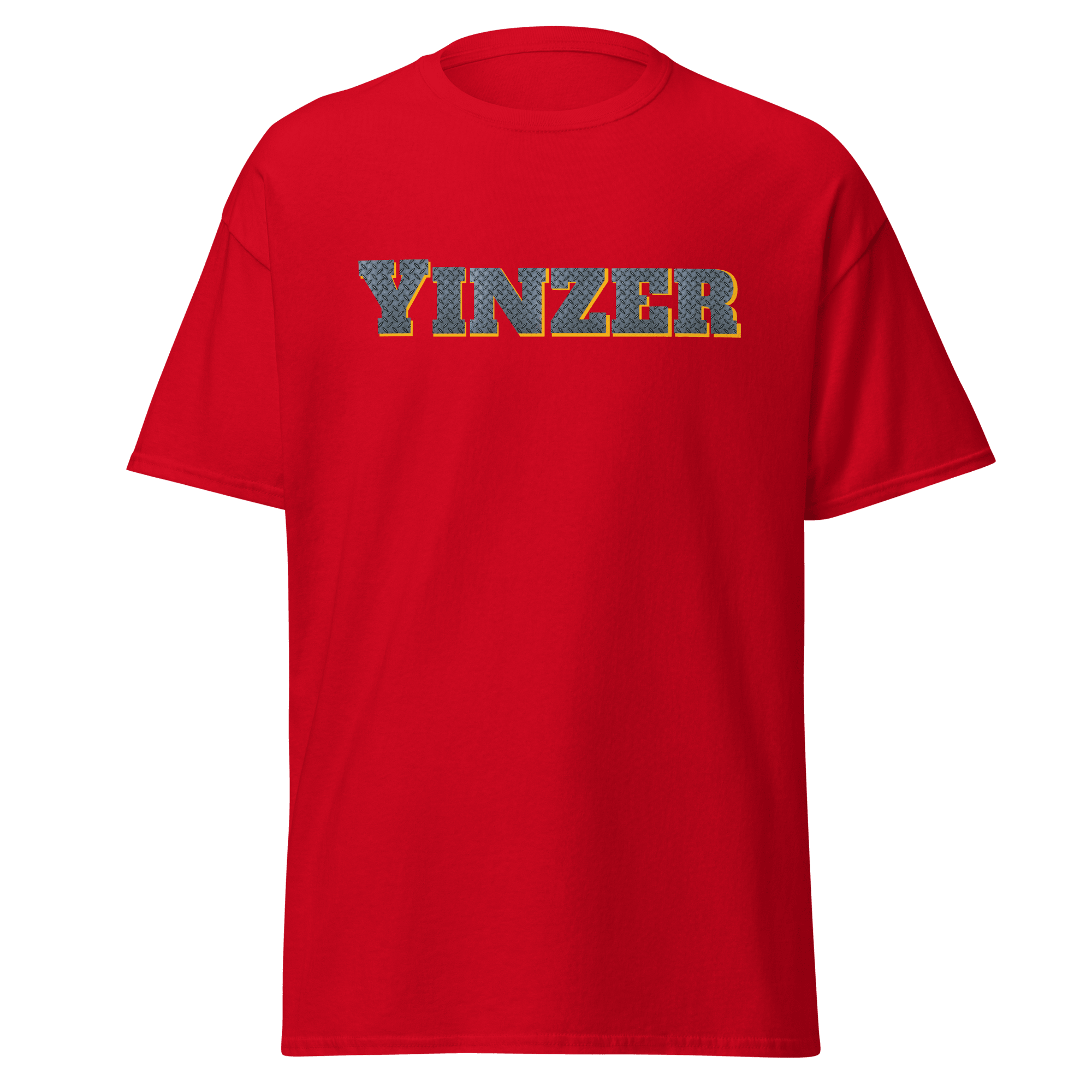 Steel Yinzer T-Shirt Pittsburgh tee on red tee | Yinzergear