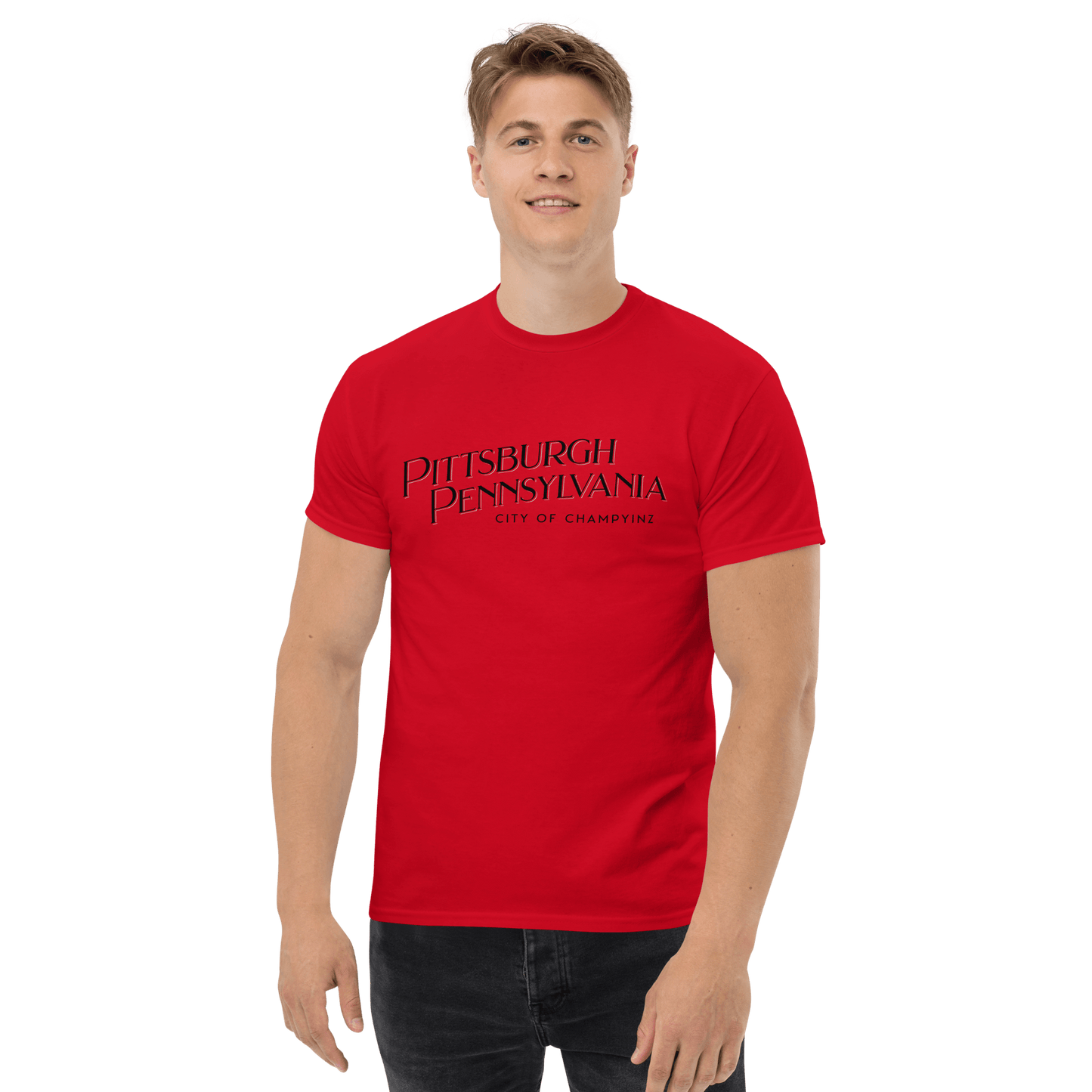 Pittsburgh Pa City of ChampYINZ T-Shirt Yinzergear Red S 