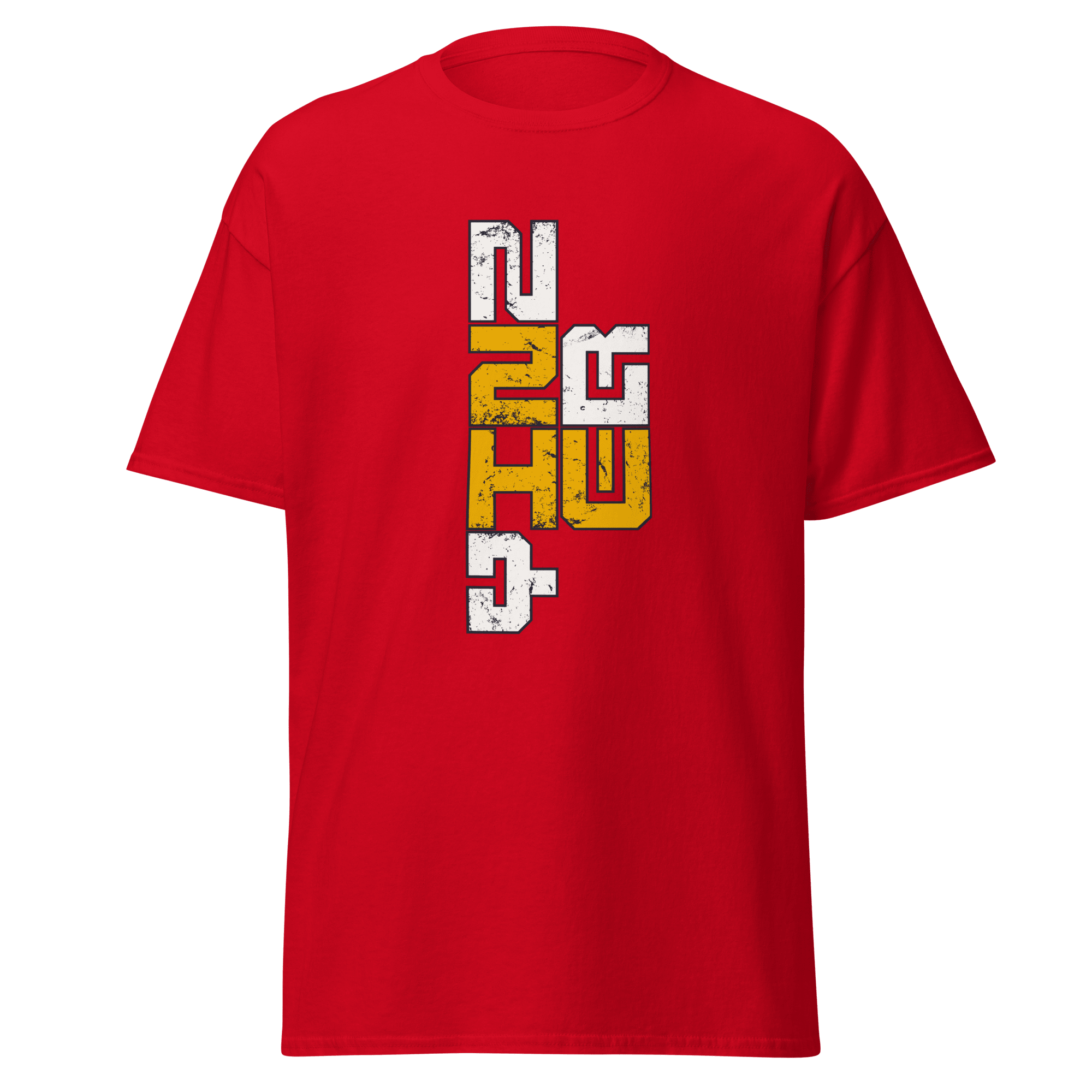 Yinzer Pittsburgh Proud 412 T-shirt on red tee | Yinzergear