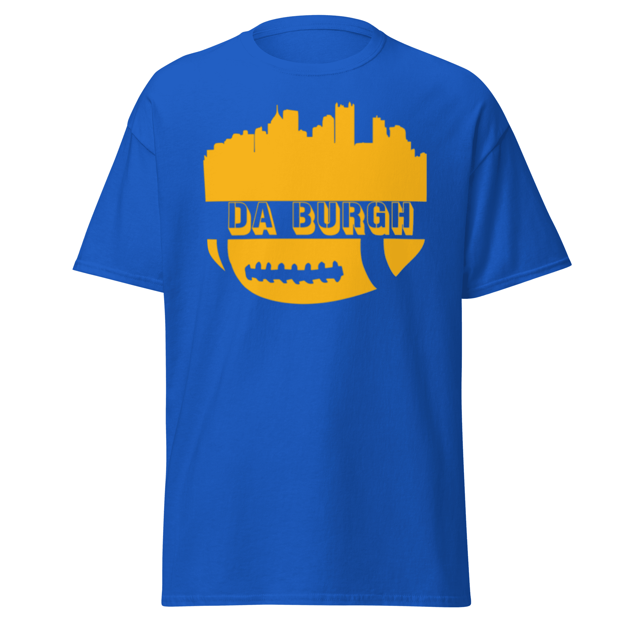 Da Burgh Pittsburgh shirt on royal tee | Yinzergear