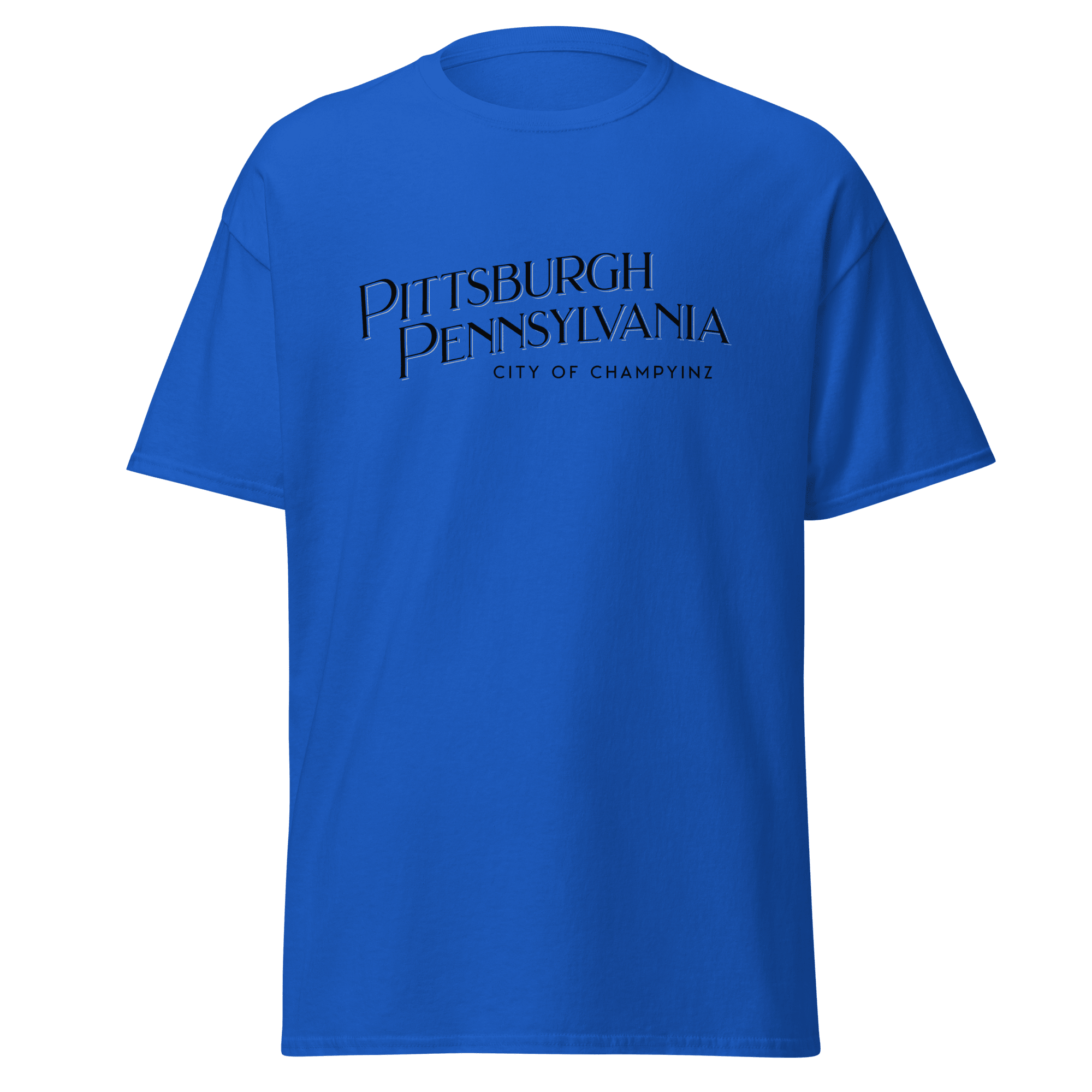Pittsburgh City of ChampYINZ T-shirt on royal tee | Yinzergear