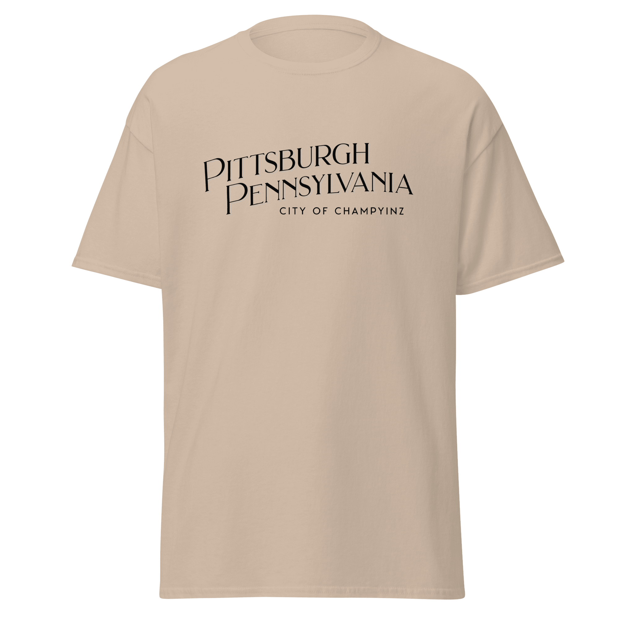 Pittsburgh City of ChampYINZ T-shirt on sand tee | Yinzergear