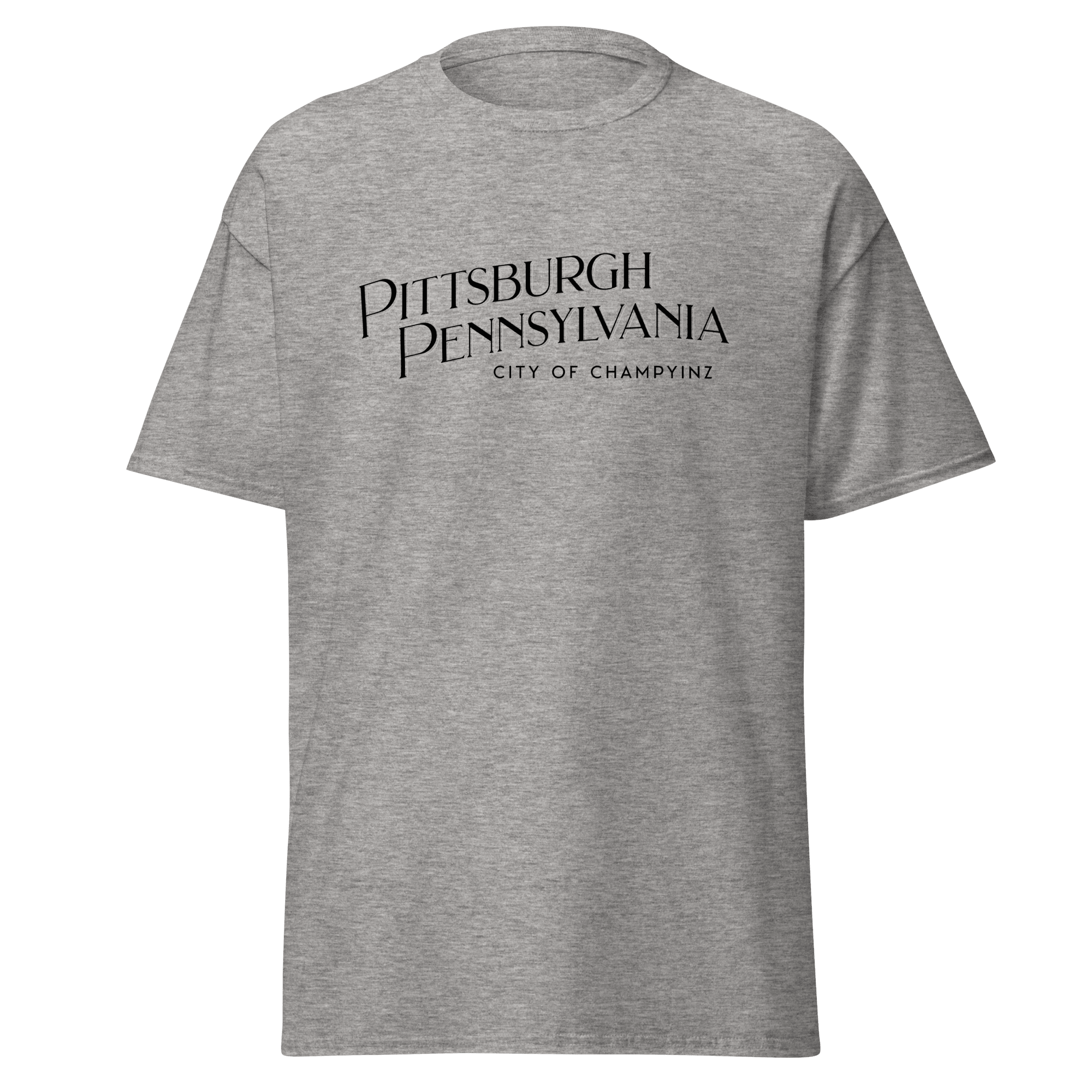 Pittsburgh City of ChampYINZ T-shirt on sport gray tee | Yinzergear