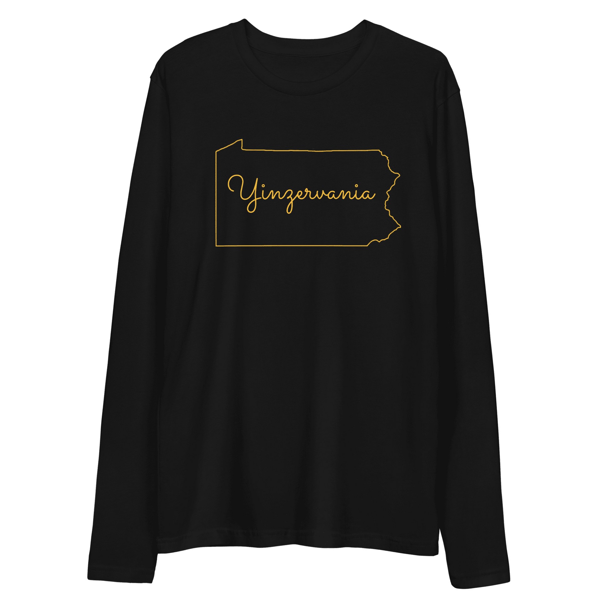 Yinzervania Long Sleeve Fitted Crew Yinzergear Black S 