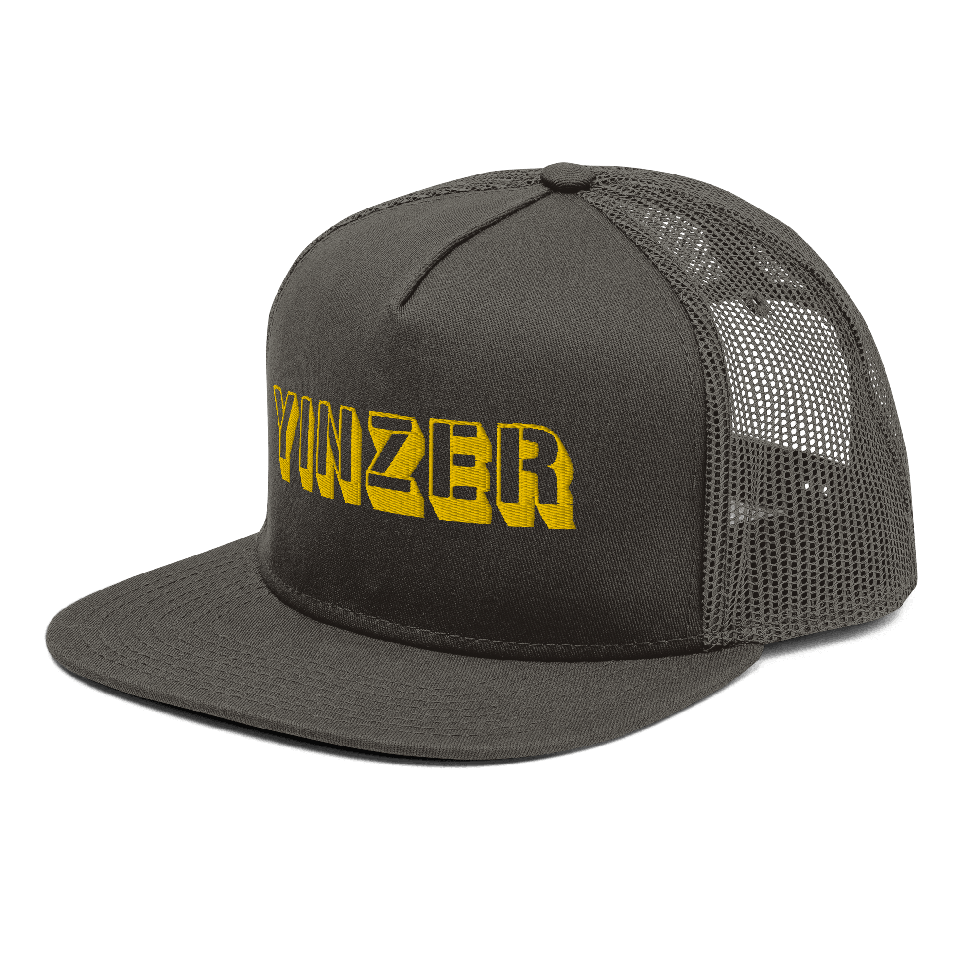 Yinzer mesh back snapback hat Pittsburgh hat in charcoal alternate view 6 | Yinzergear