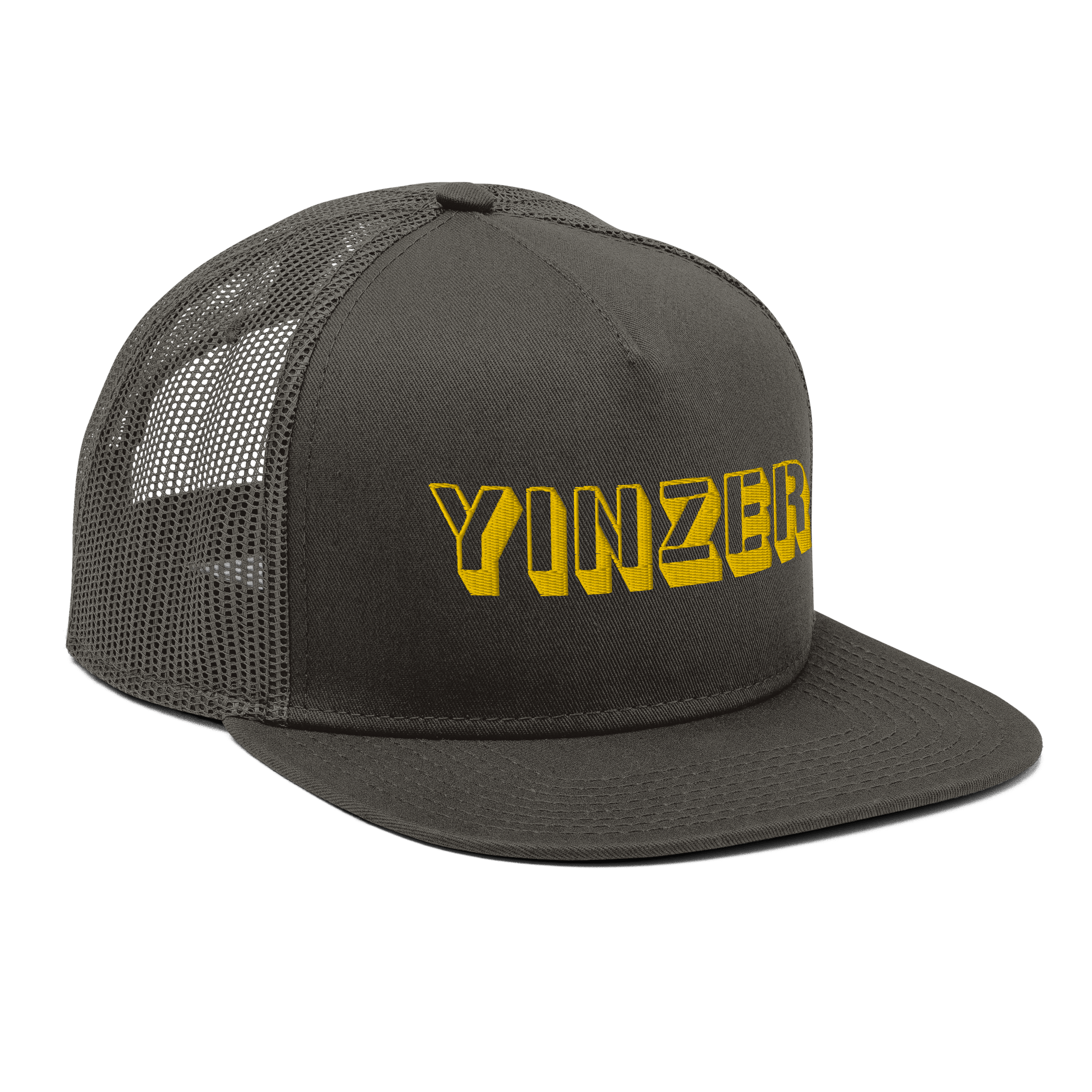Yinzer mesh back snapback hat Pittsburgh hat in charcoal alternate view 5 | Yinzergear