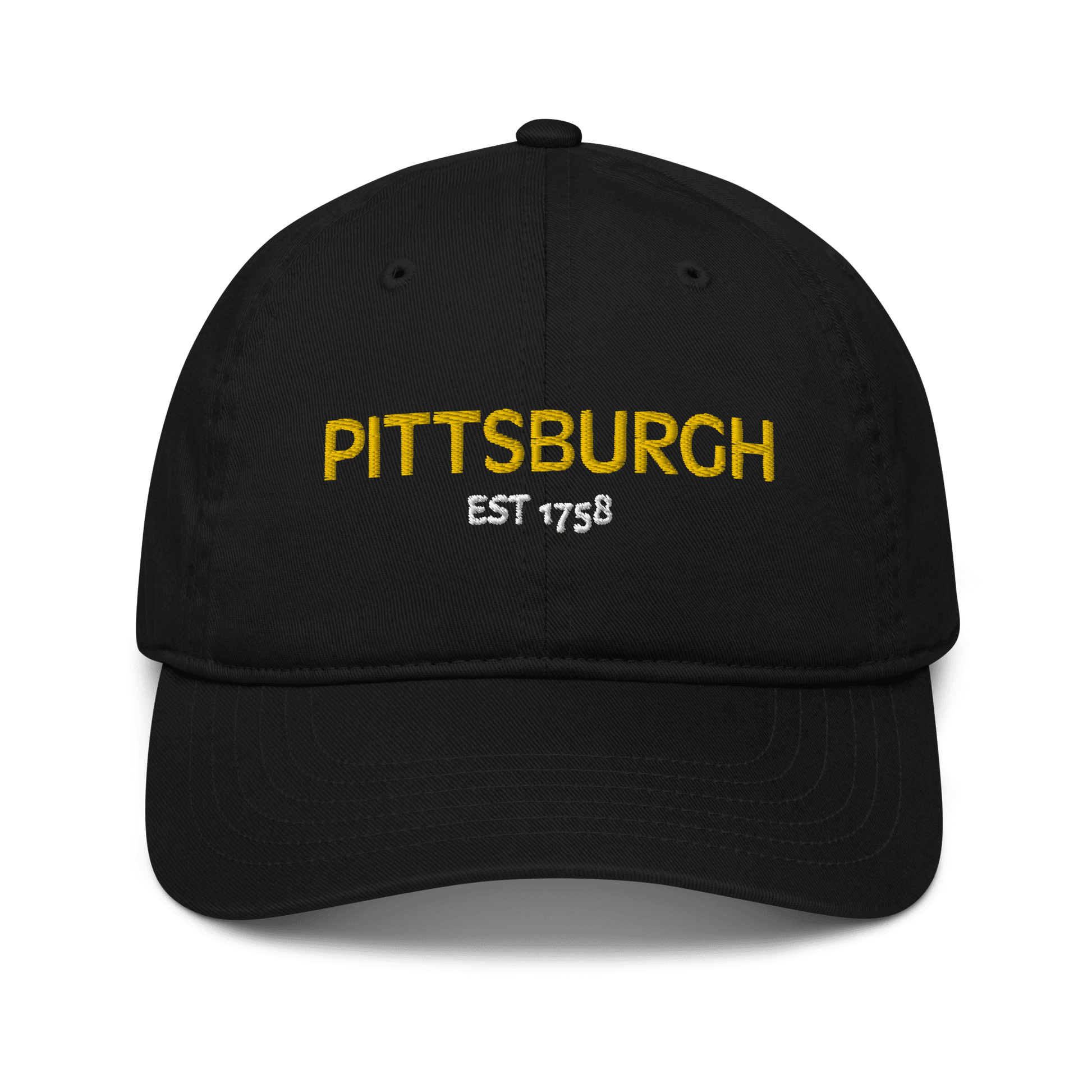 Pittsburgh Est 1758 Embroidered Baseball Hat Yinzergear Black 