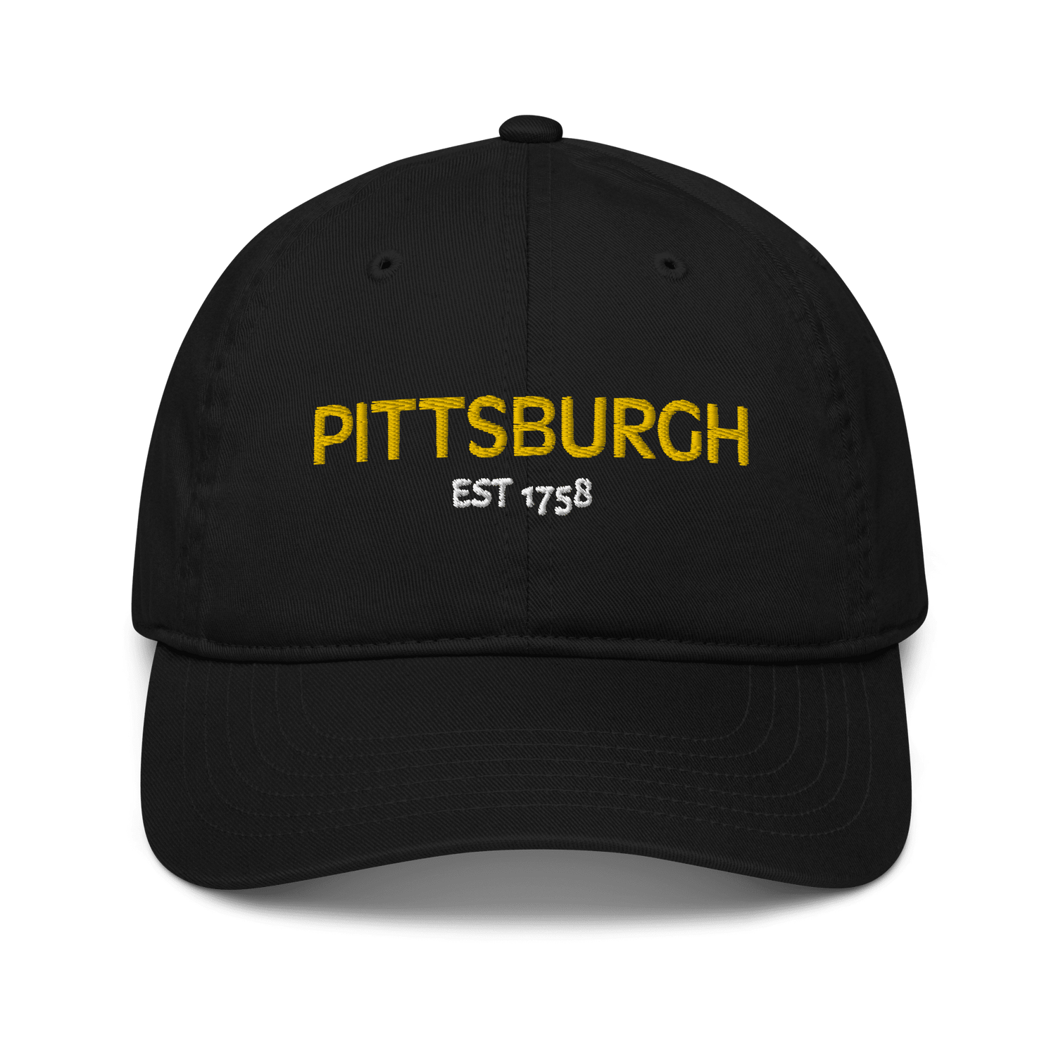 Pittsburgh Est 1758 Embroidered Baseball Hat Yinzergear Black