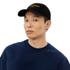 Pittsburgh Est. 1758 Embroidered Baseball Hat in black mockup view | Yinzergear