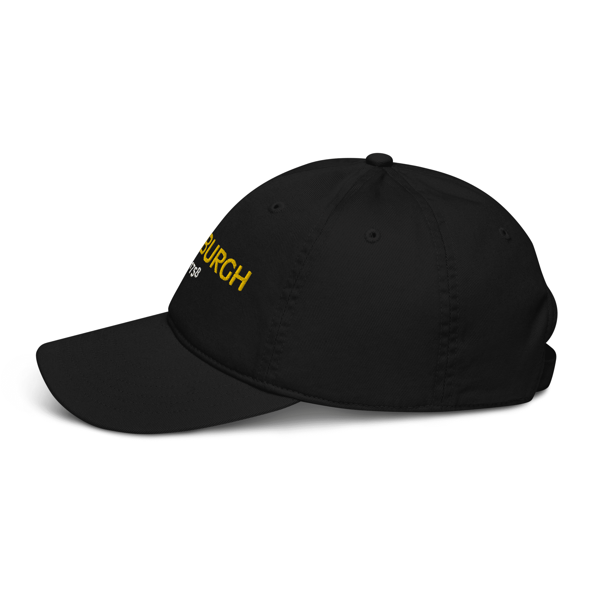 Pittsburgh Est. 1758 Embroidered Baseball Hat in black alternate view 4 | Yinzergear