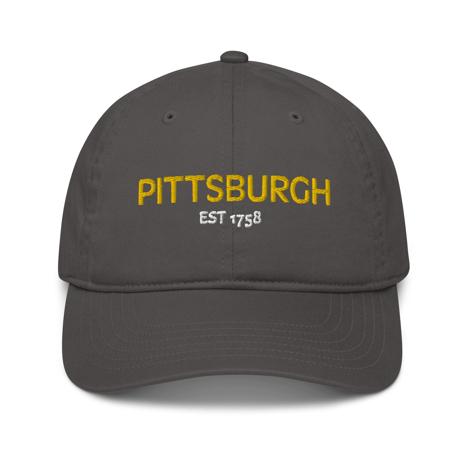 Pittsburgh Est 1758 Embroidered Baseball Hat Yinzergear Charcoal 