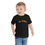 Lil Yinzer Kids T-Shirt Pittsburgh tee on black tee mockup view | Yinzergear