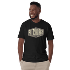 Pittsburgh Penna 1816 Vintage T-shirt on black tee mockup view | Yinzergear