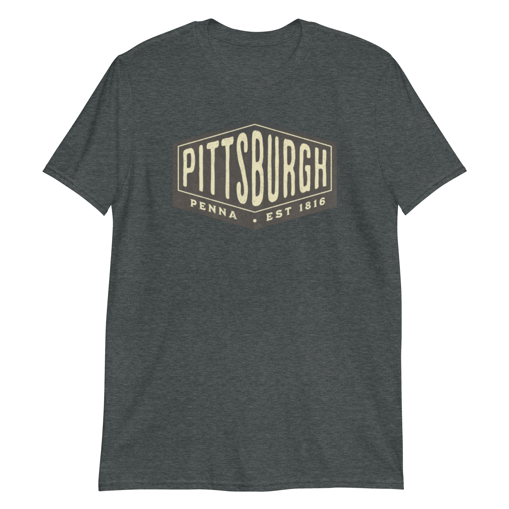 Pittsburgh Penna 1816 Vintage T-shirt on dark heather tee | Yinzergear