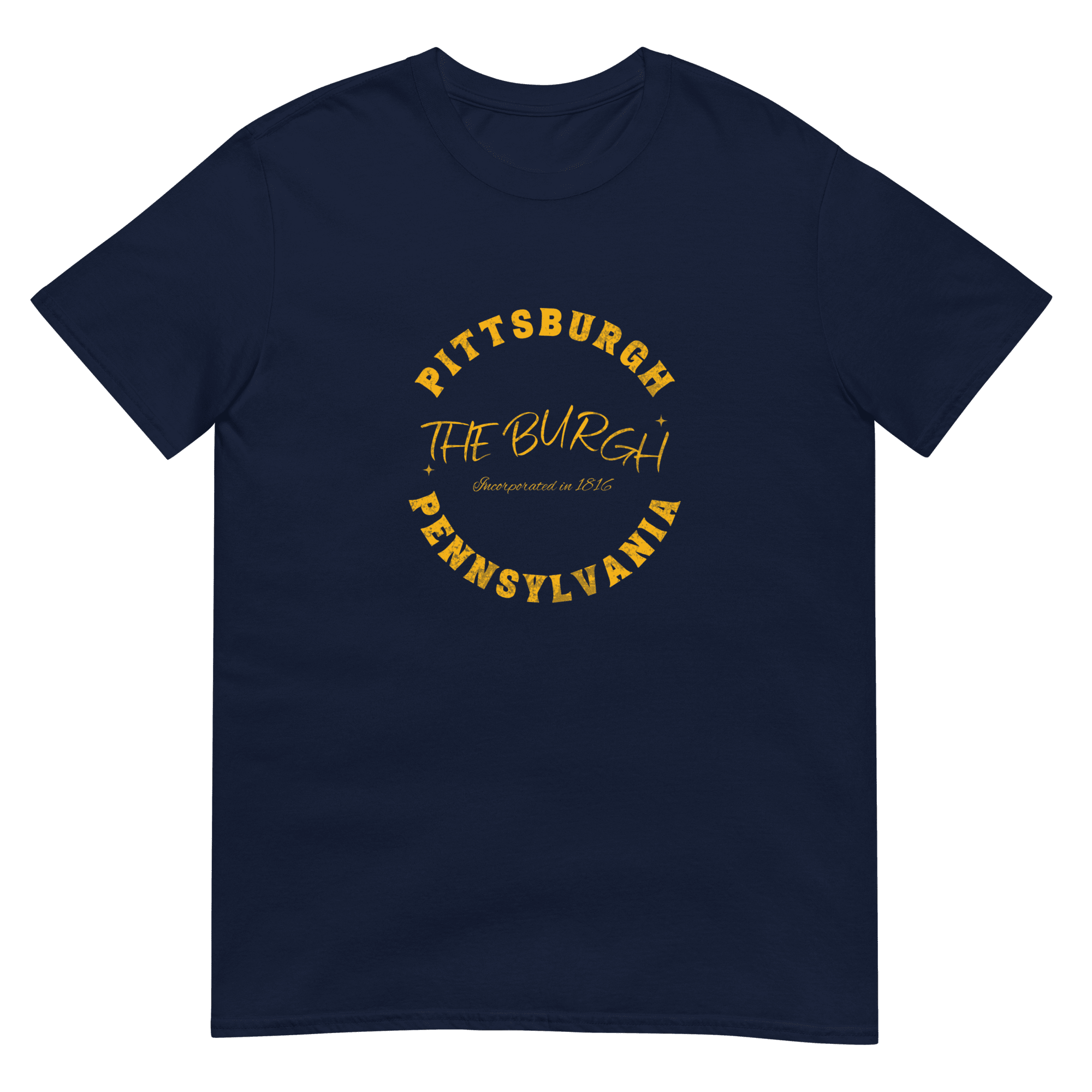 The Burgh Pittsburgh T-shirt on navy tee | Yinzergear