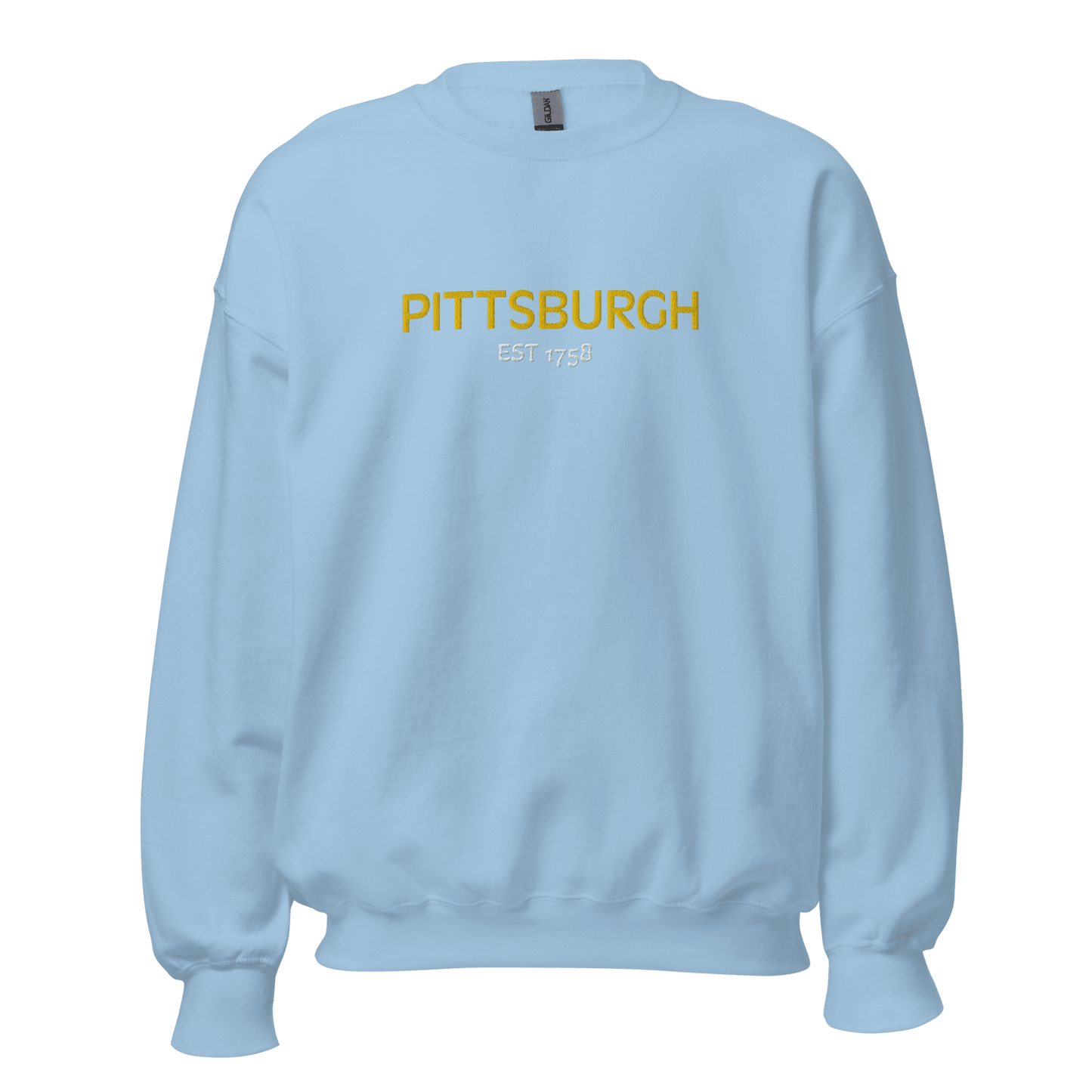 Embroidered Pittsburgh EST 1758 Sweatshirt Yinzergear Light Blue S 