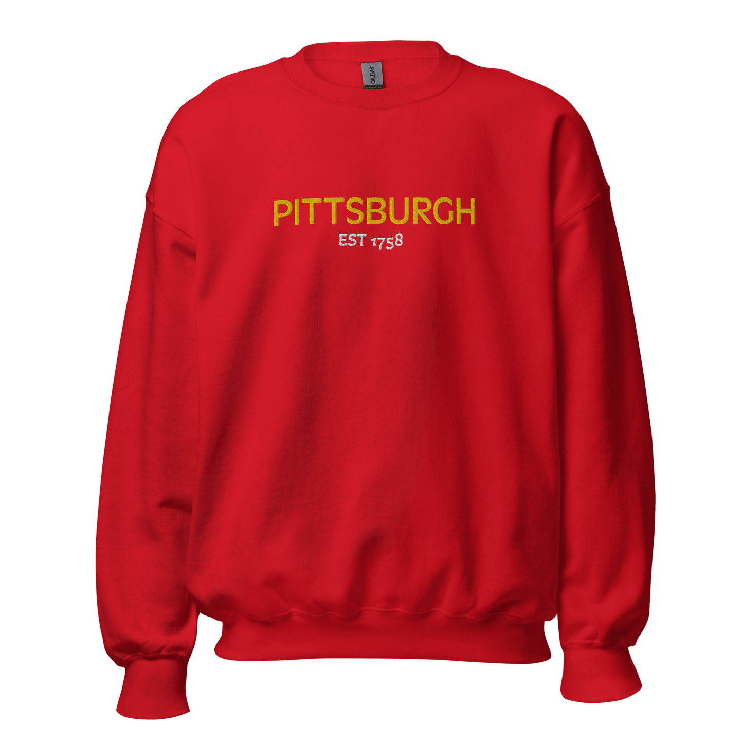 Embroidered Pittsburgh EST 1758 Sweatshirt Yinzergear Red S 