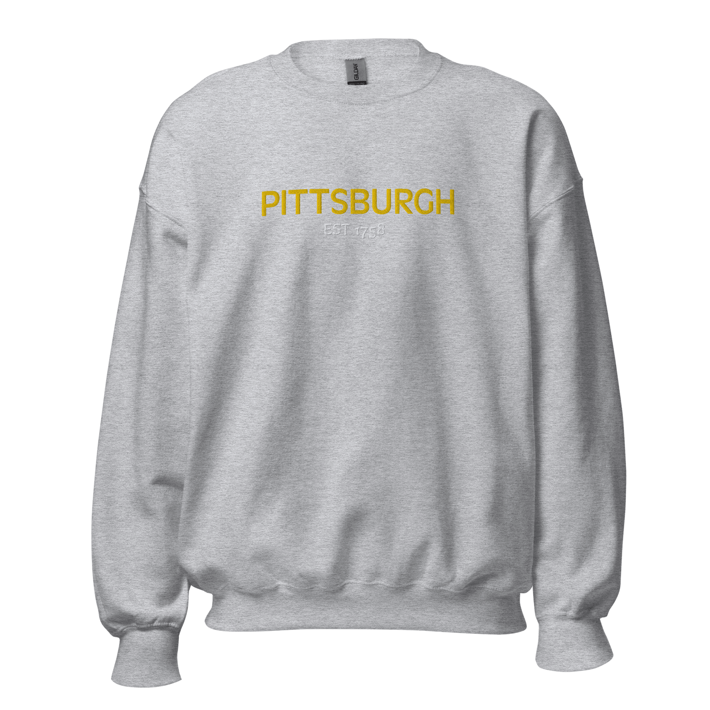Embroidered Pittsburgh EST 1758 Sweatshirt Yinzergear Sport Grey S 