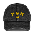 PGH PA Vintage Cap Pittsburgh hat in black | Yinzergear
