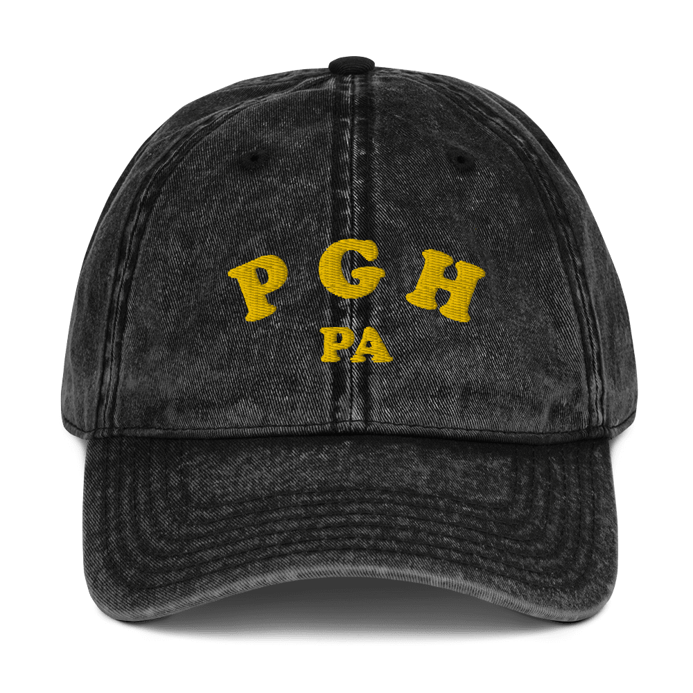 PGH PA Vintage Cap Pittsburgh hat in black | Yinzergear