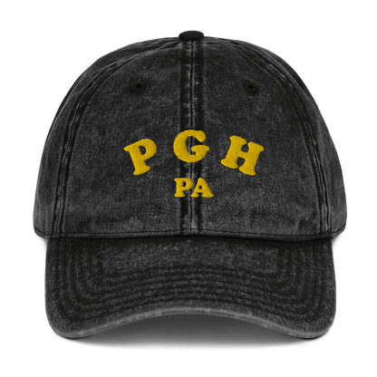 PGH PA Vintage Cap - Pittsburgh, Pennsylvania Hat Yinzergear Black 