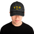 PGH PA Vintage Cap Pittsburgh hat in black mockup view | Yinzergear