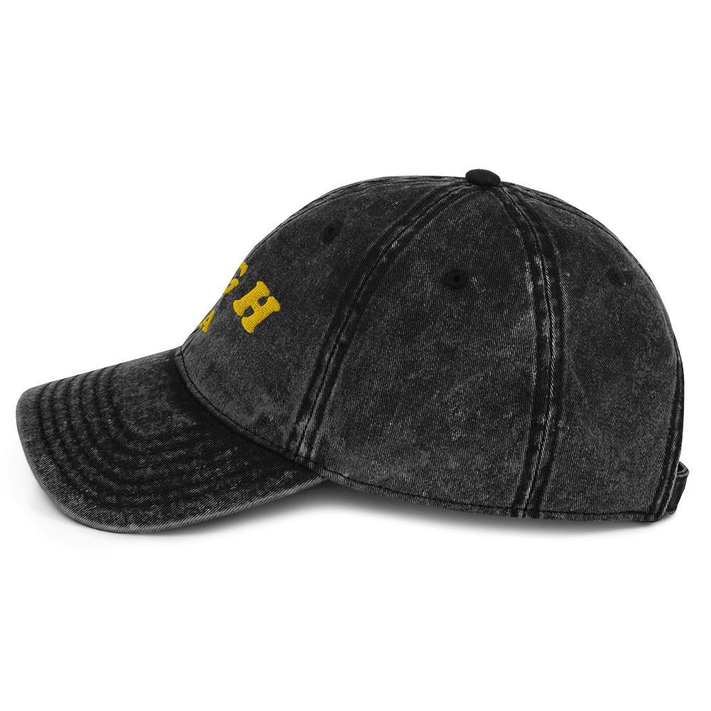 PGH PA Vintage Cap Pittsburgh hat in black alternate view 4 | Yinzergear