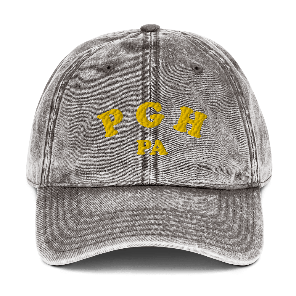PGH PA Vintage Cap - Pittsburgh, Pennsylvania Hat Yinzergear Charcoal Grey 