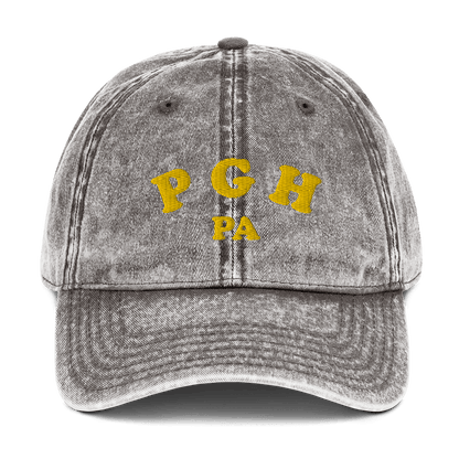PGH PA Vintage Cap - Pittsburgh, Pennsylvania Hat Yinzergear Charcoal Grey 