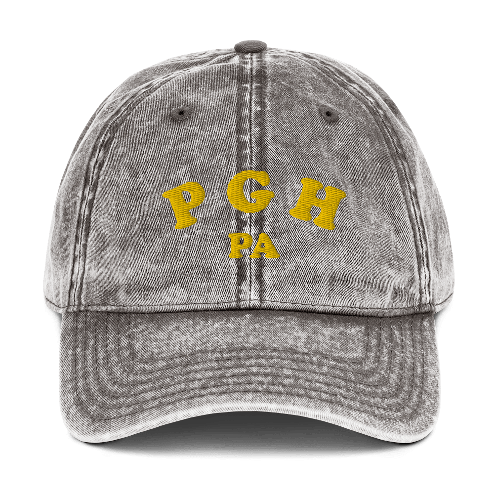 PGH PA Vintage Cap Pittsburgh hat in charcoal | Yinzergear
