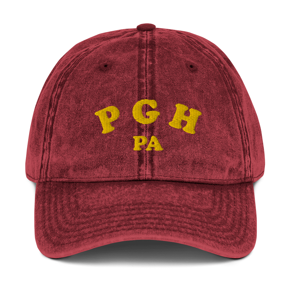 PGH PA Vintage Cap - Pittsburgh, Pennsylvania Hat Yinzergear Maroon 
