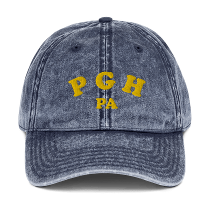 PGH PA Vintage Cap - Pittsburgh, Pennsylvania Hat Yinzergear Navy 