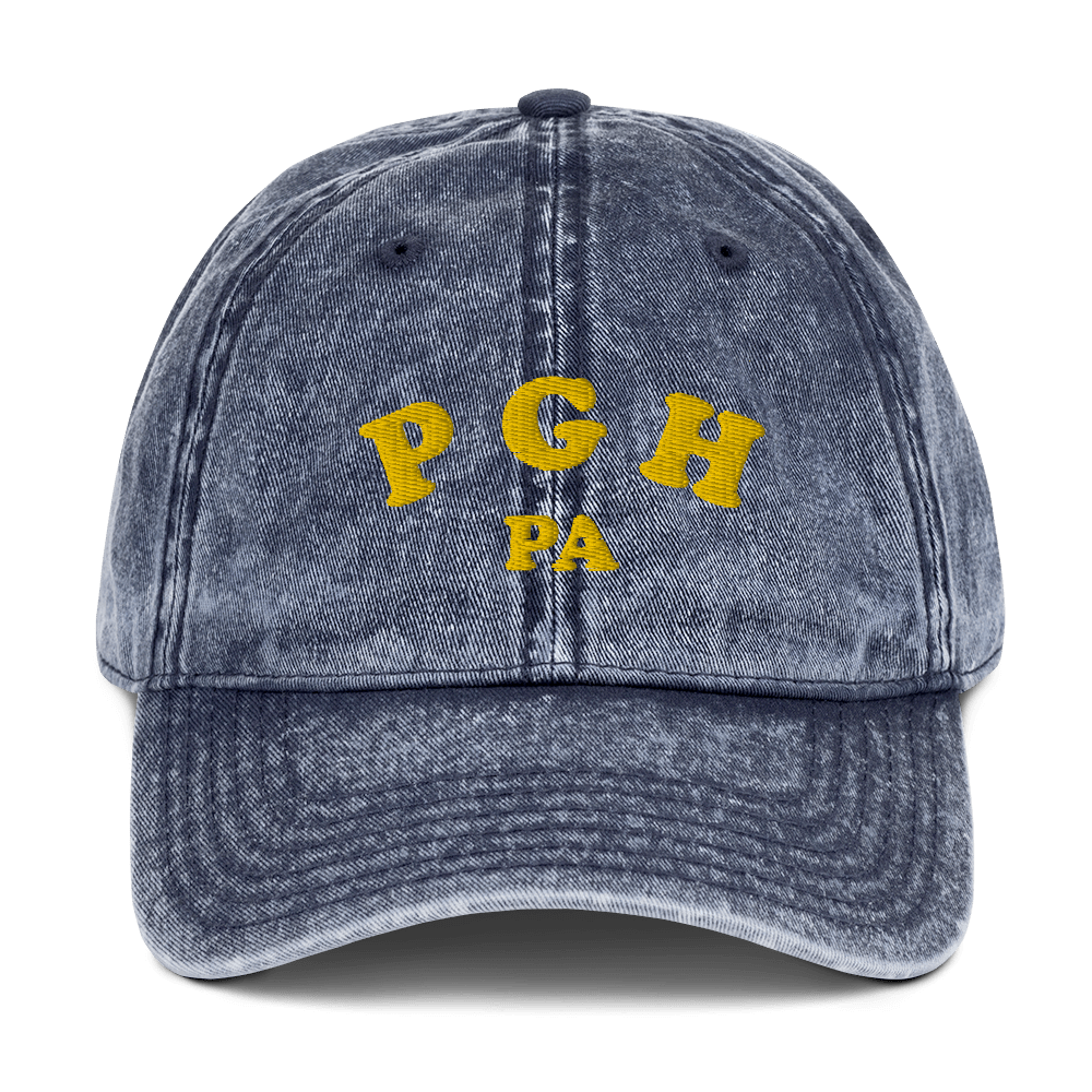 PGH PA Vintage Cap Pittsburgh hat in navy | Yinzergear