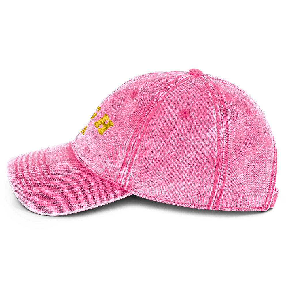 PGH PA Vintage Cap Pittsburgh hat in pink alternate view 3 | Yinzergear