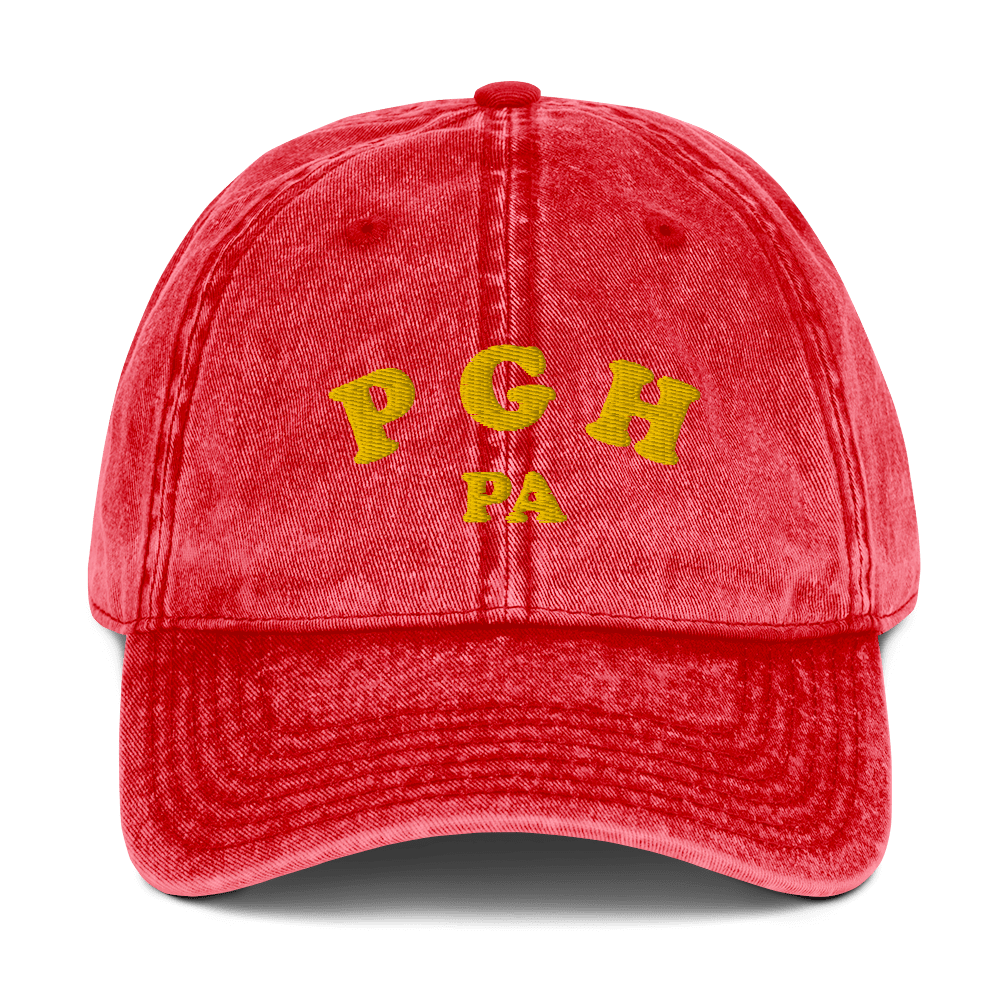 PGH PA Vintage Cap - Pittsburgh, Pennsylvania Hat Yinzergear Red 