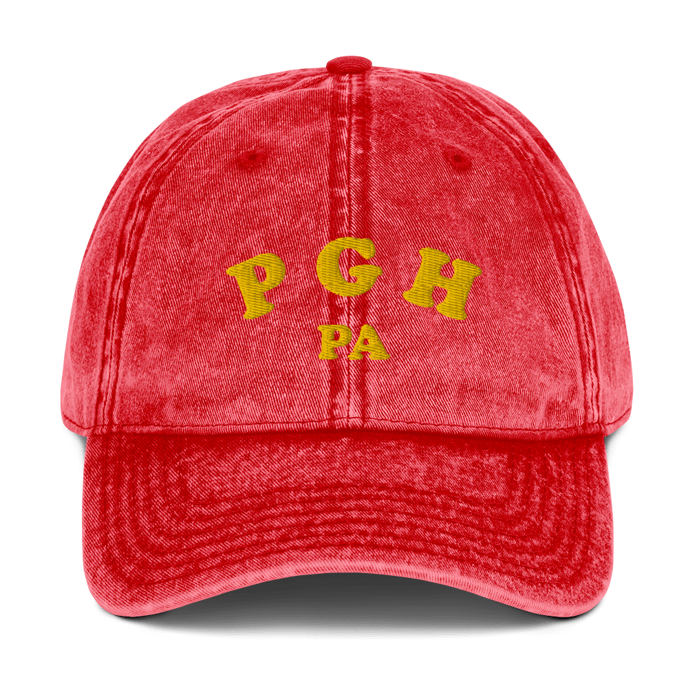 PGH PA Vintage Cap Pittsburgh hat in red | Yinzergear