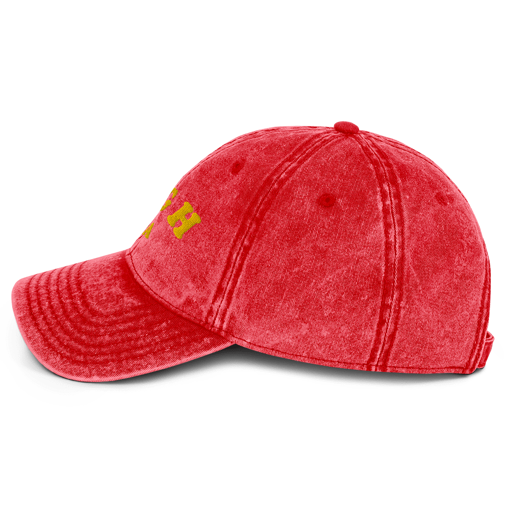 PGH PA Vintage Cap Pittsburgh hat in red alternate view 3 | Yinzergear