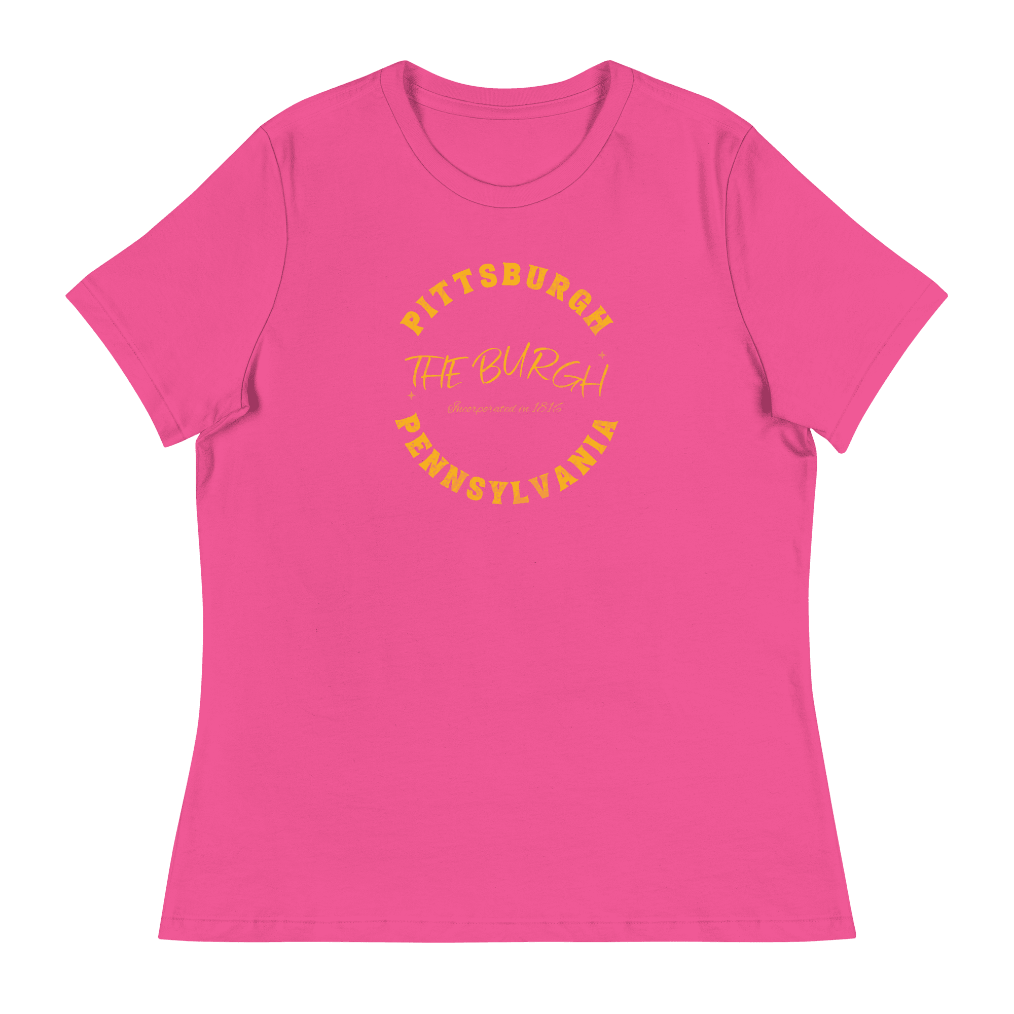 The Burgh Pittsburgh Ladies T-Shirt product image mockup view | Yinzergear