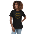 The Burgh Pittsburgh Ladies T-shirt on black tee mockup view | Yinzergear
