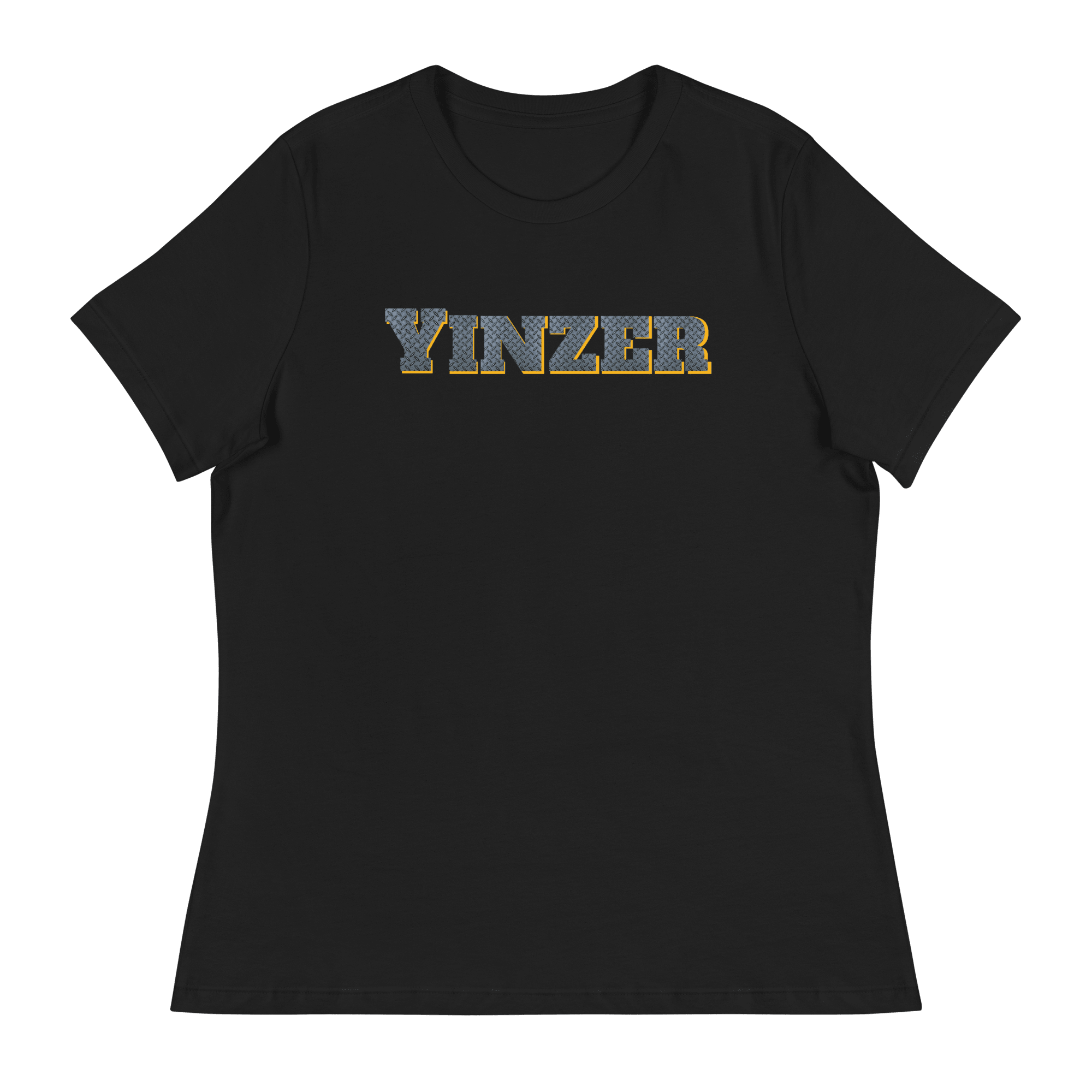 Yinzer Women’s T-Shirt Pittsburgh tee on black tee | Yinzergear