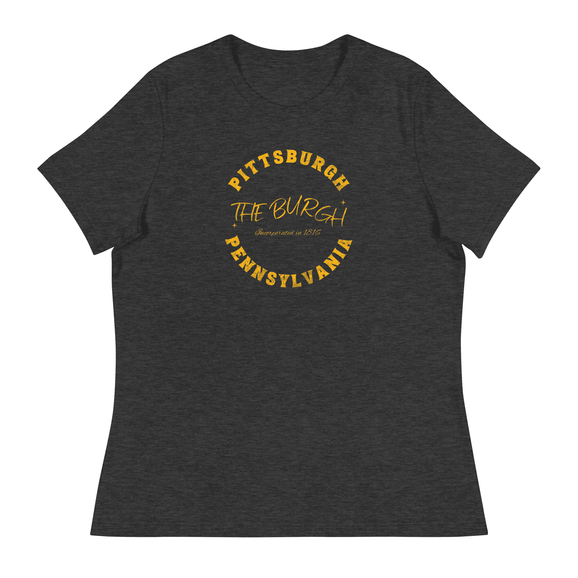 The Burgh Pittsburgh Ladies T-shirt on grey tee | Yinzergear