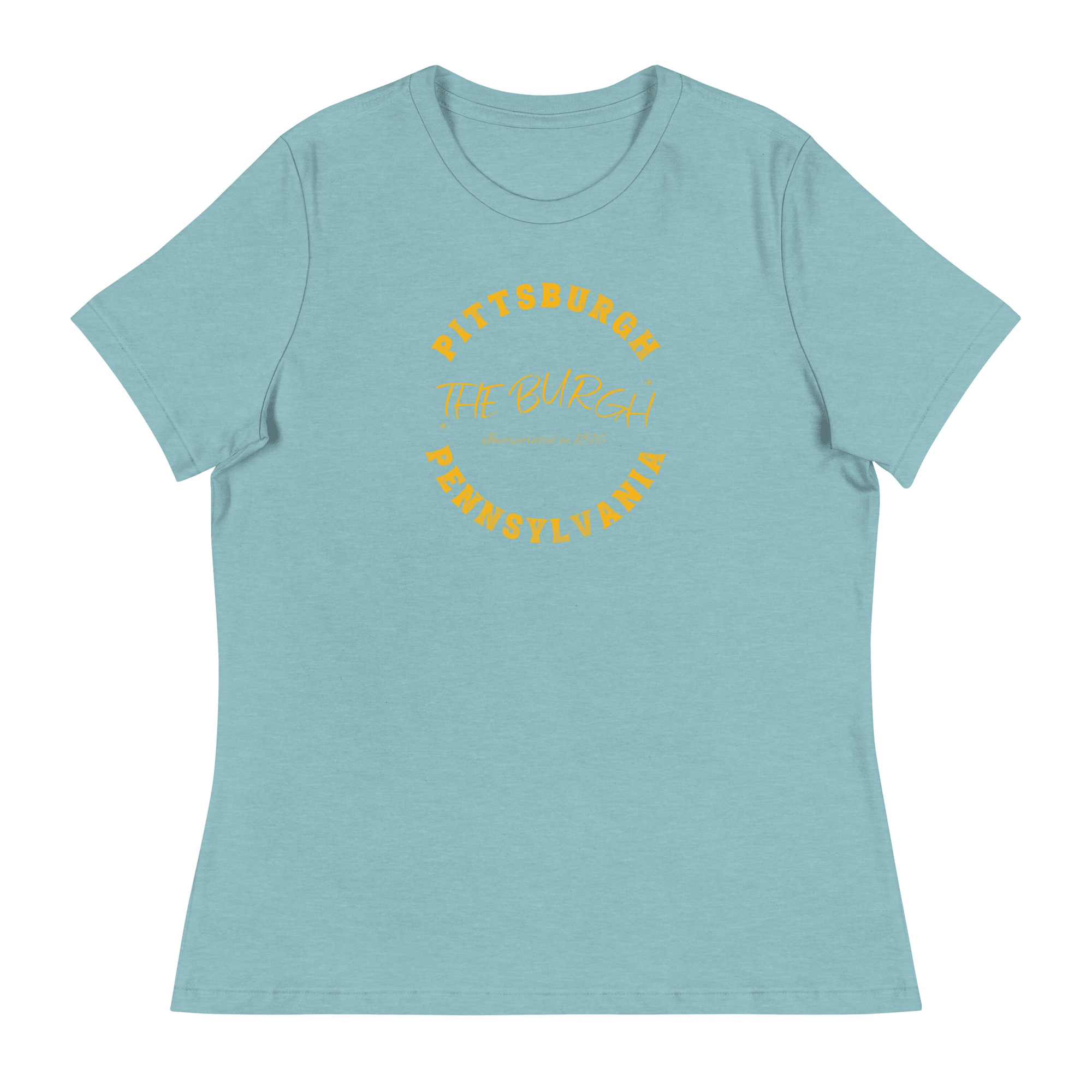 The Burgh Pittsburgh Ladies T-shirt on blue tee | Yinzergear