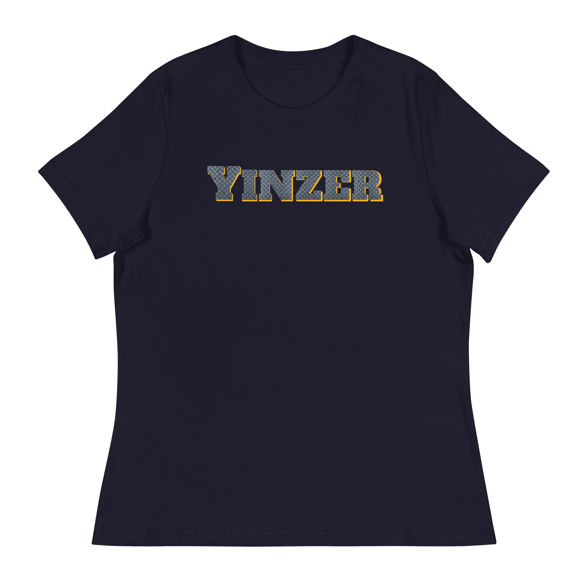 Yinzer Women’s T-Shirt Pittsburgh tee on navy tee | Yinzergear