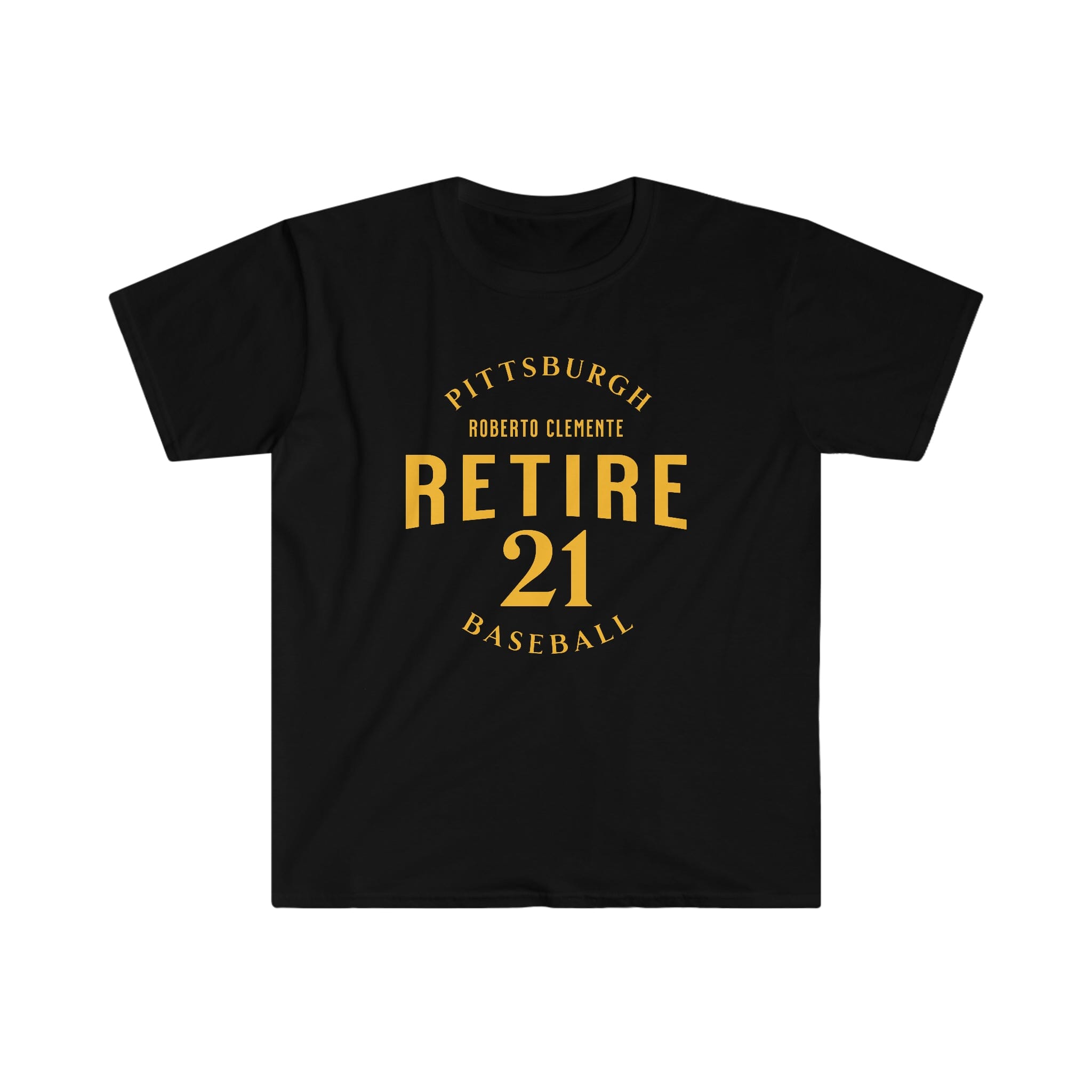 Retire 21 Pittsburgh Baseball T-shirt on black tee | Yinzergear