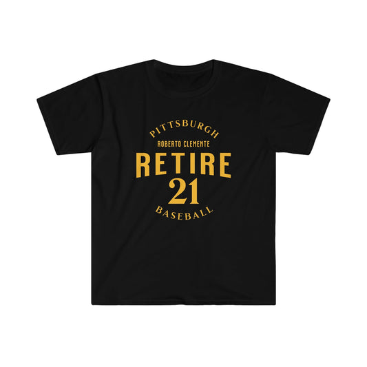 Pittsburgh Pirates Roberto Clemente Retire 21 shirt in black | Yinzergear