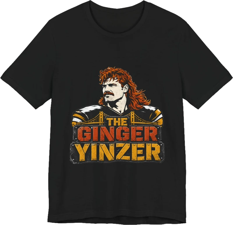 Ginger Yinzer black Pittsburgh football shirt on Yinzergear